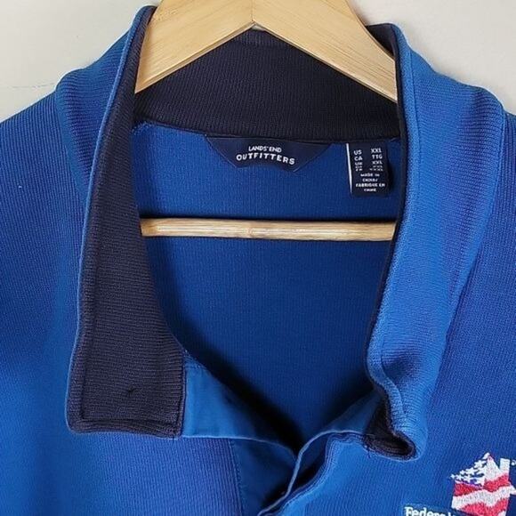 Lands End Collared Pullover Sweater Mens Blue size XXL FHLB NY Logo - Picture 4 of 10